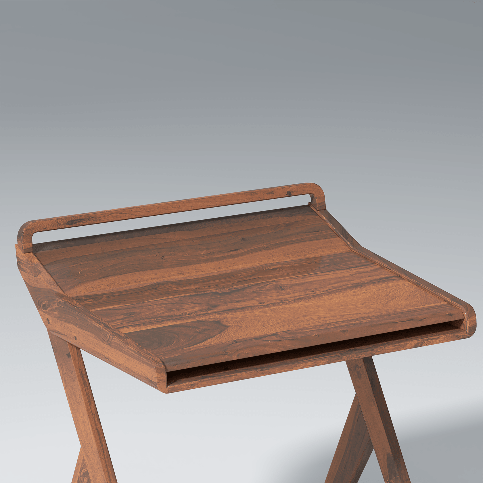 Chopin Sheesham Wood Study Table In Light Walnut Color - Ouch Cart