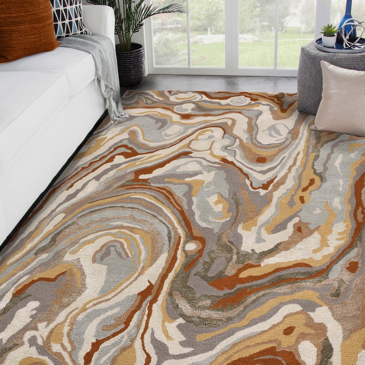 Saraswati Global Rug, Vibrant and Luxurious Rug, Wool Area Rug, 6x9 Feet, Anti Slip & Anti Skid Baking Carpet, Modern Rug, Ideal for Bedroom, Living Room, and Dining Room, Kids Room, Office Rug. Saraswati Global