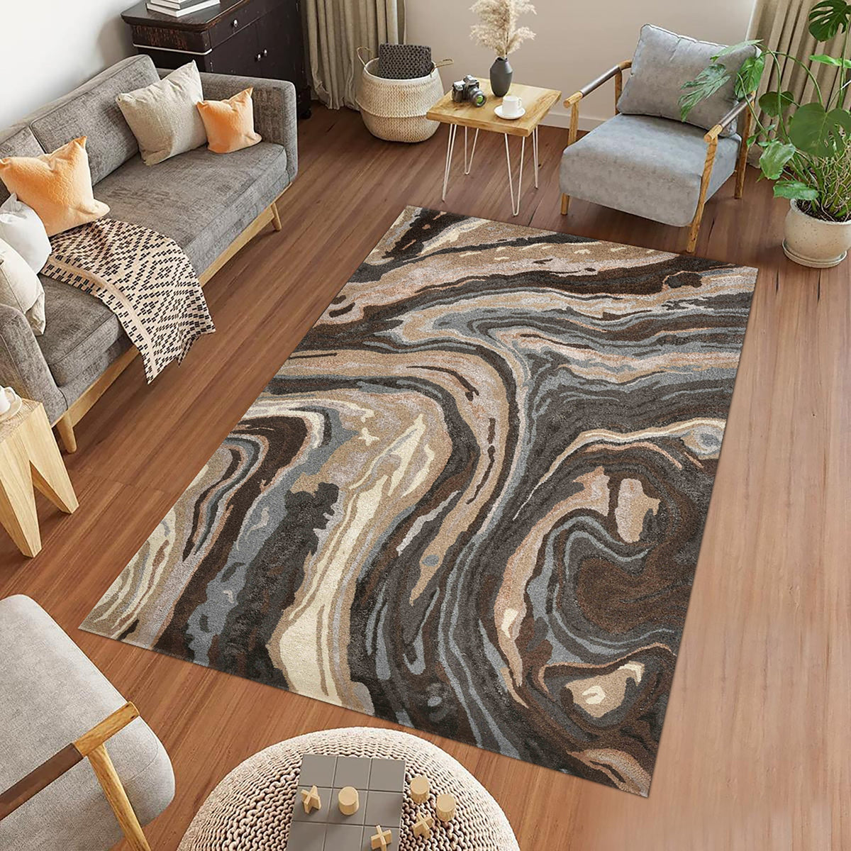 Saraswati Global Rug, Vibrant and Luxurious Rug, Wool Area Rug, 6x9 Feet, Anti Slip & Anti Skid Baking Carpet, Modern Rug, Ideal for Bedroom, Living Room, and Dining Room, Kids Room, Office Rug. Saraswati Global