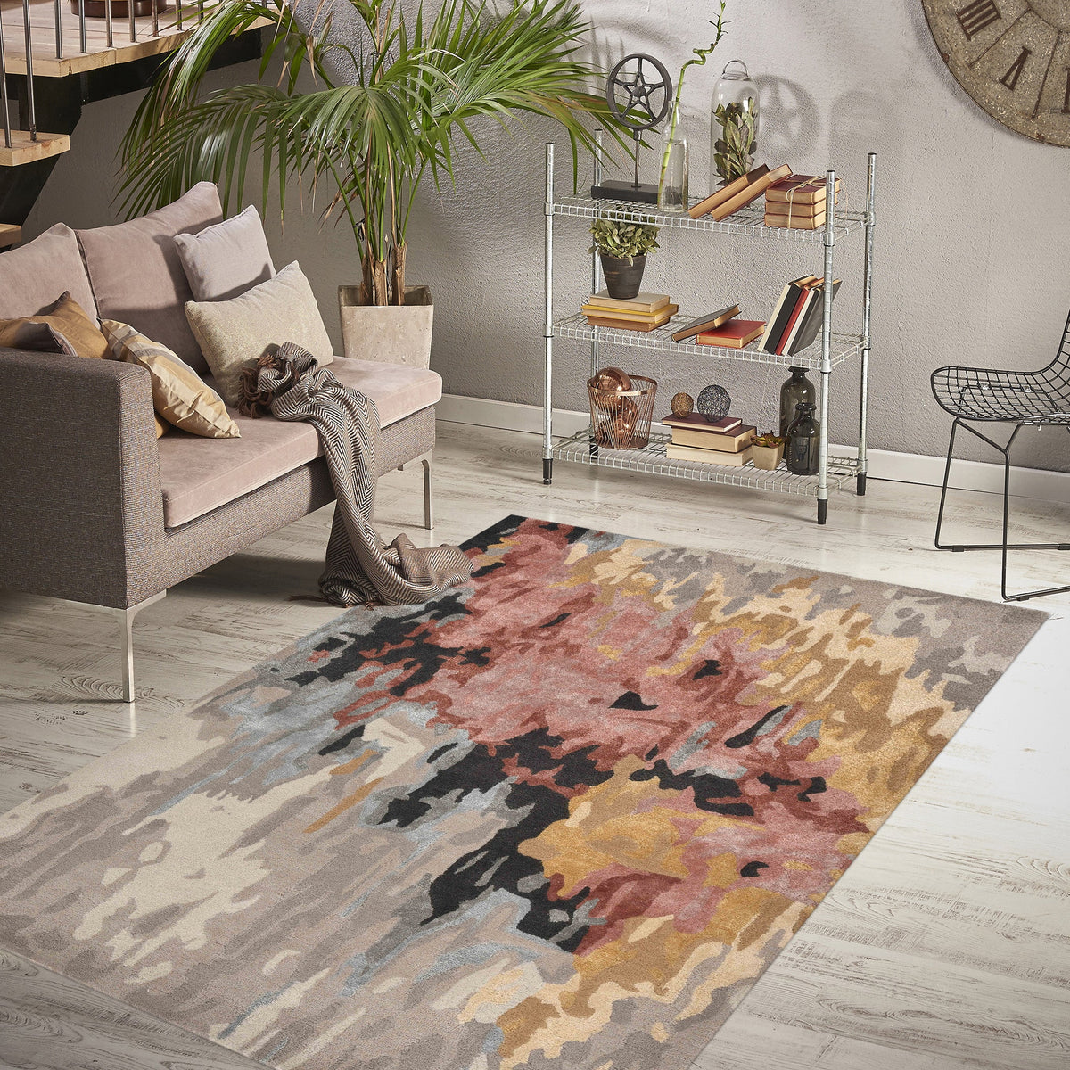 Saraswati Global Handcrafted Rug, Wool Area Rug, Floral Rug, Anti Slip & Anti Skid Baking Carpet, Modern Rug, Ideal for Bedroom, Living Room, and Dining Room, Kids Room, Office Rug (5x8) Saraswati Global