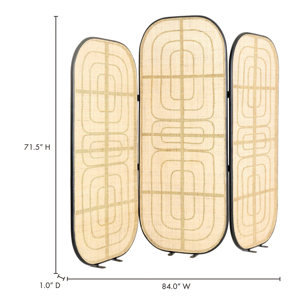 Ouch Cart 3 Panel Rattan Room Divider | Foldable Woven Privacy Screen with Iron Frame OUCH CART