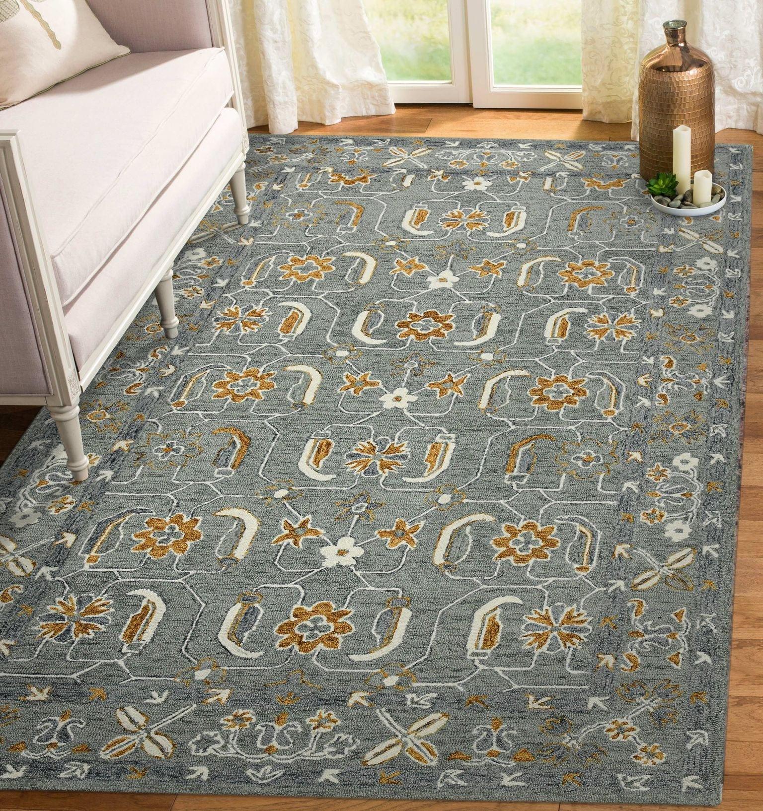 Orange Wool Romania 5x8 Feet Hand-Tufted Carpet - Rug - Ouch Cart