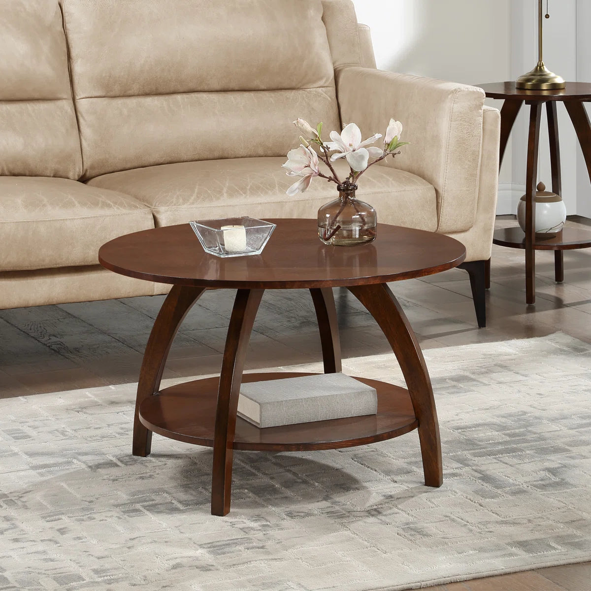 Cabool Round Coffee Table with Shelf OUCH CART