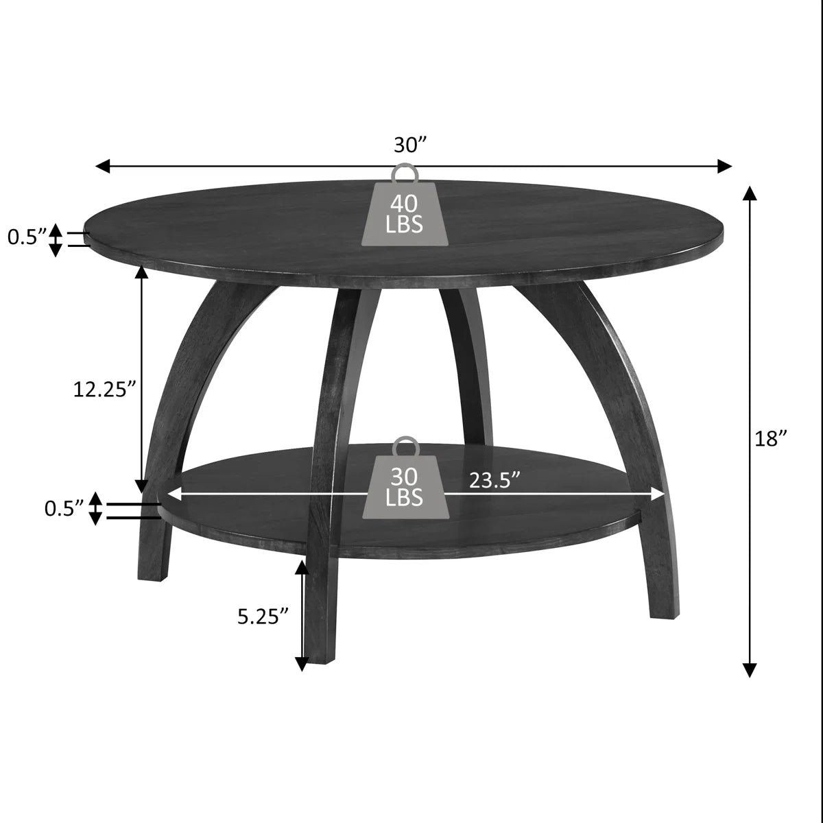 Cabool Round Coffee Table with Shelf