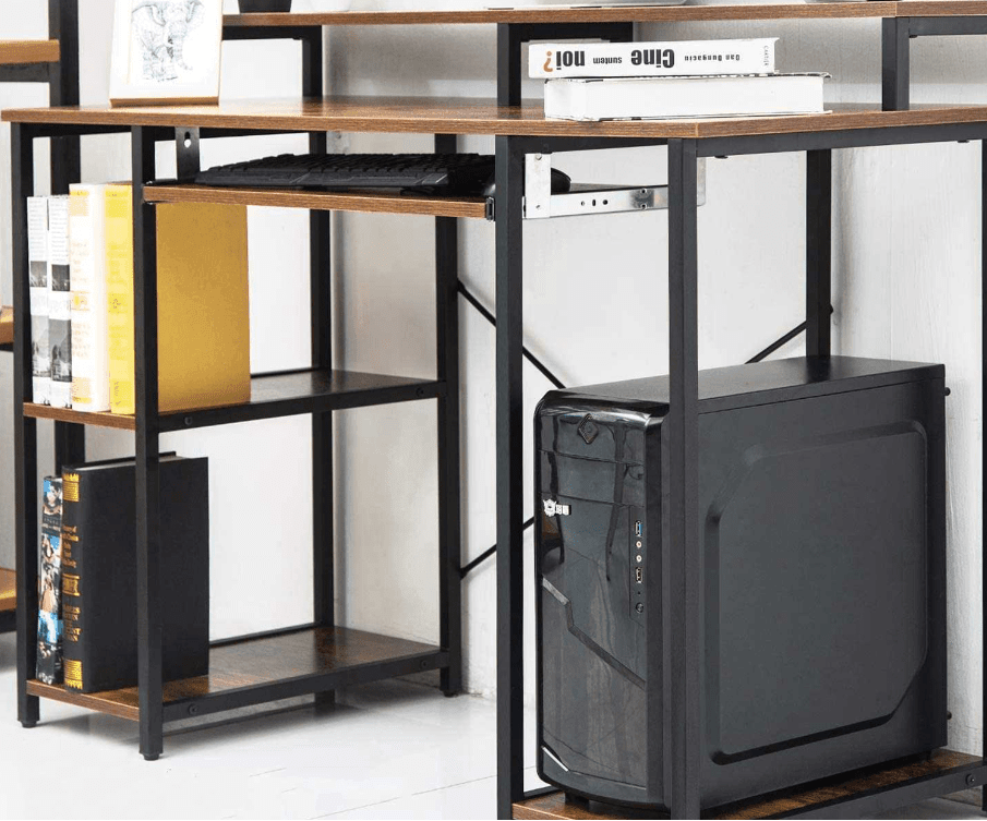 Computer Desk with Storage Shelves and Keyboard Tray - Ouch Cart