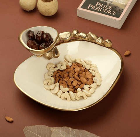 Stones Serving war Ivory enamle - Chip & Dip Platter - Ouch Cart