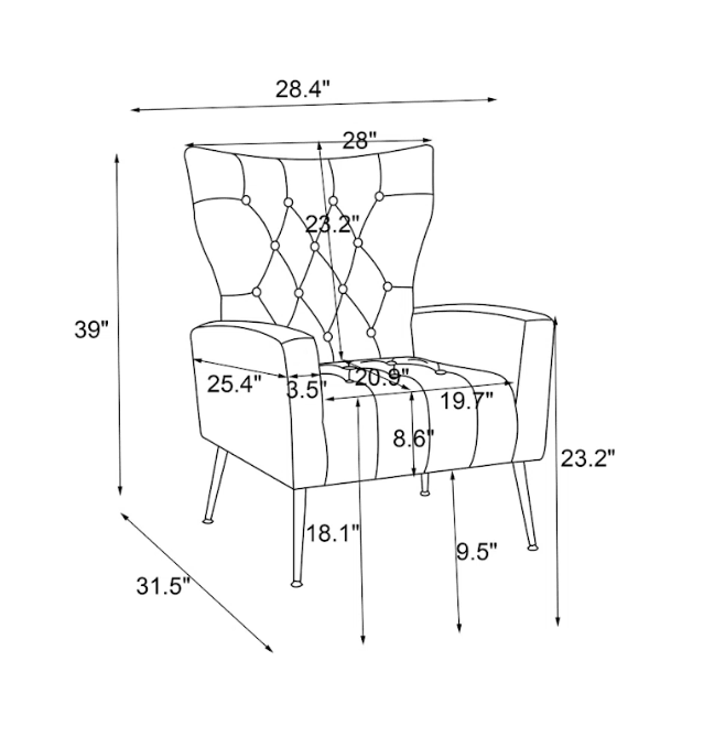 DANNEY ACCENT CHAIR WITH OTTOMAN - Ouch Cart
