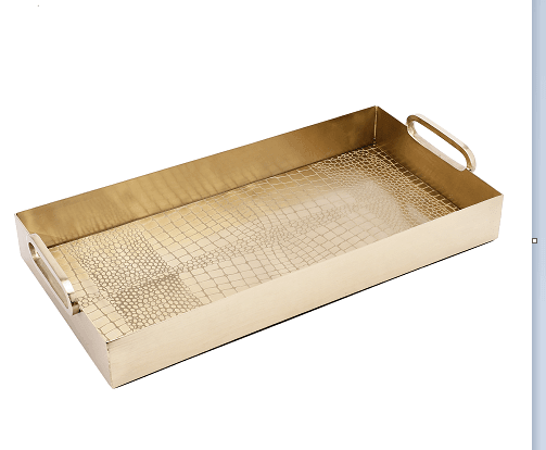 Hartley Gold Croc Tray with Handles - Ouch Cart