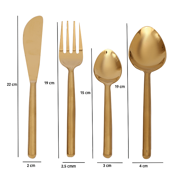 Radiant Reflections Gold Cutlery Set of 16 - Ouch Cart