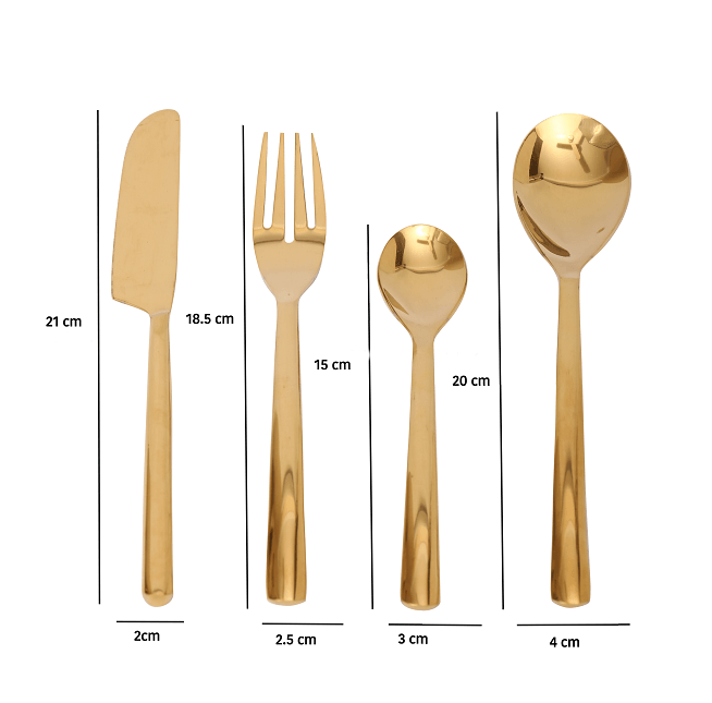 Ava Luxe Gold Cutlery Set of 16 - Ouch Cart