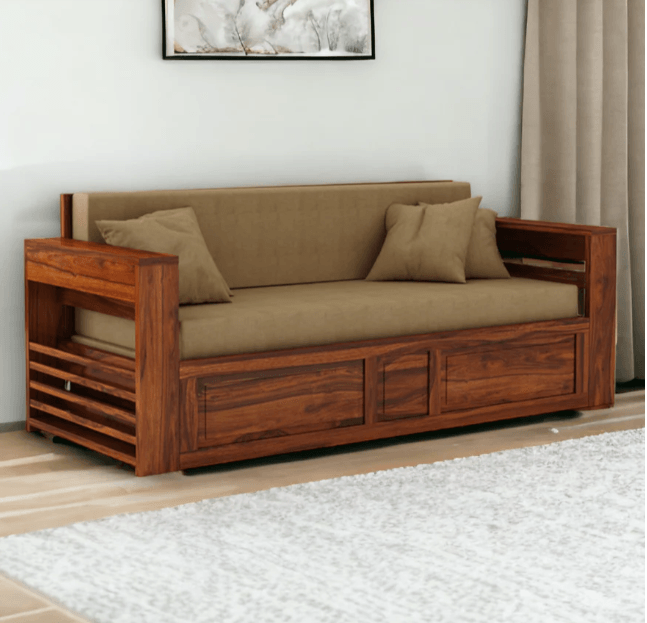 3 SEATER SOFA CUM BED SHEESHAM WOOD - Ouch Cart