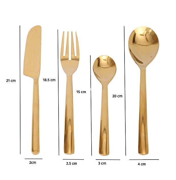 Ava Luxe Gold Cutlery Set of 24 - Ouch Cart