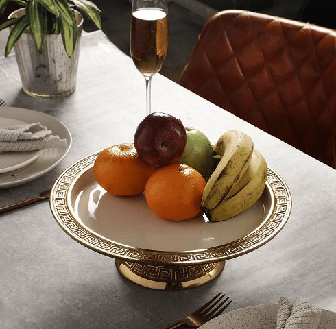 Versace Design Cake Stand in Ivory Enamle & Silver Finish - Ouch Cart