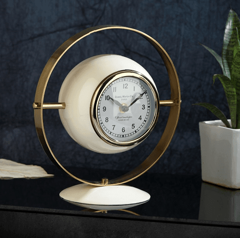 Halo Clock In Ivory Enamle & Gold - Ouch Cart