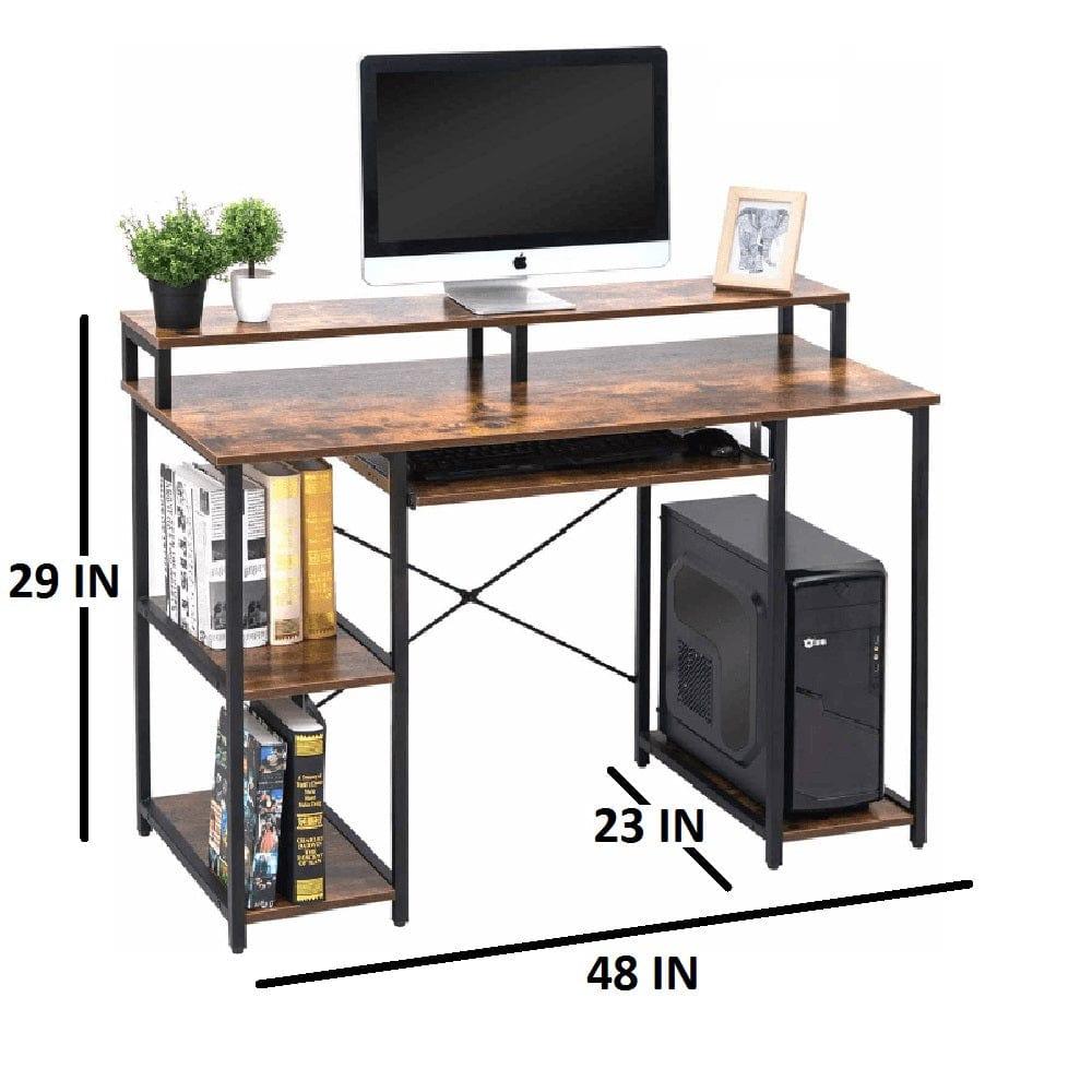 Computer Desk with Storage Shelves and Keyboard Tray - Ouch Cart