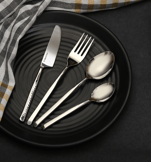 Artisan Dot Hammered Silver Cutlery Set - Ouch Cart