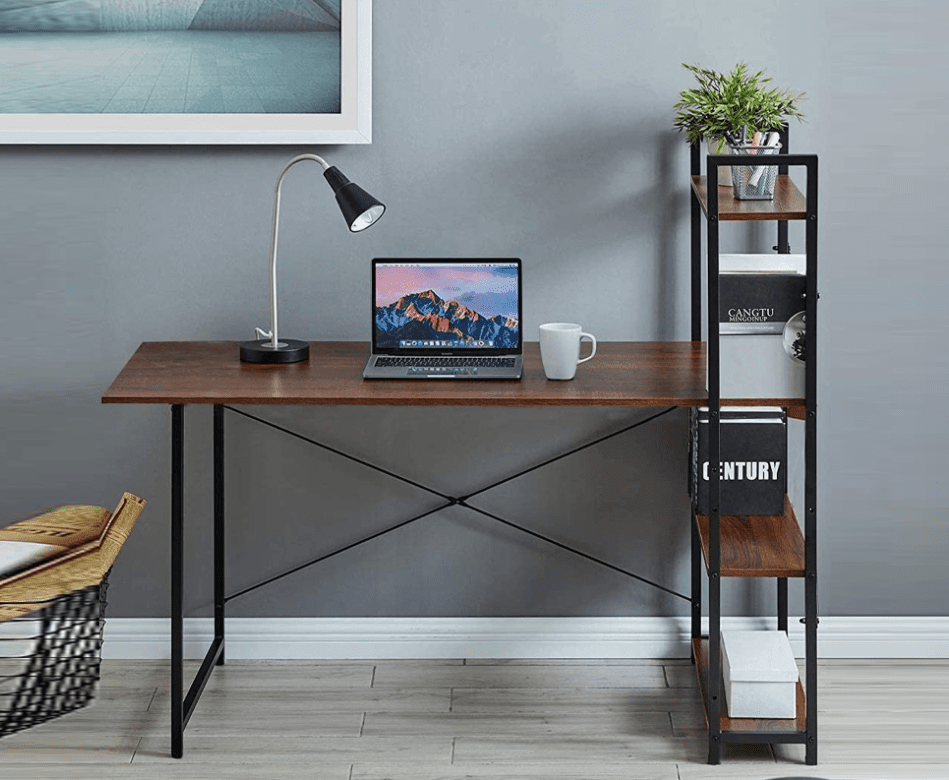 Ivan Computer Desk with four Storage Shelves - Ouch Cart