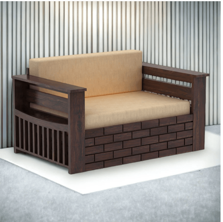2 SEATER WALNUT SOFA CUM BED SHEESHAM WOOD - Ouch Cart
