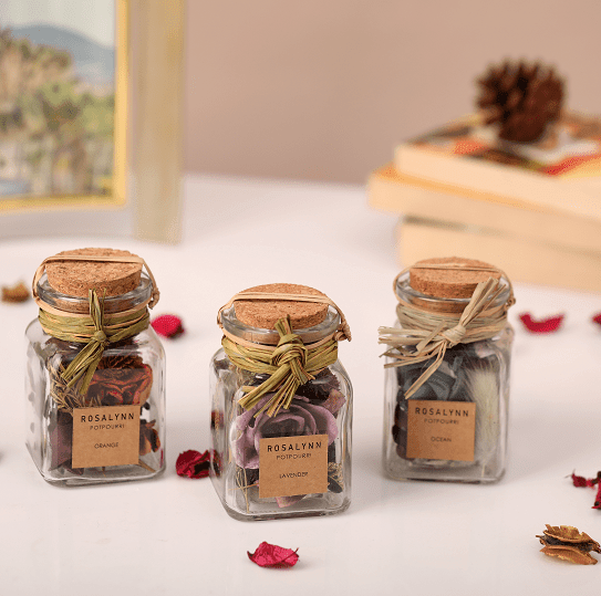 Lea dried Floral Potpourri Set of 3 (small) lavender, sunset orange, purple - Ouch Cart