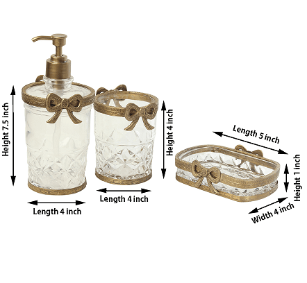 Antique Bow-Tied Glass Bathroom Gold Set - Ouch Cart