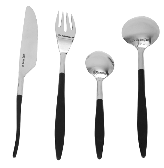Midnight Opulence Black & Silver Cutlery Set - Ouch Cart