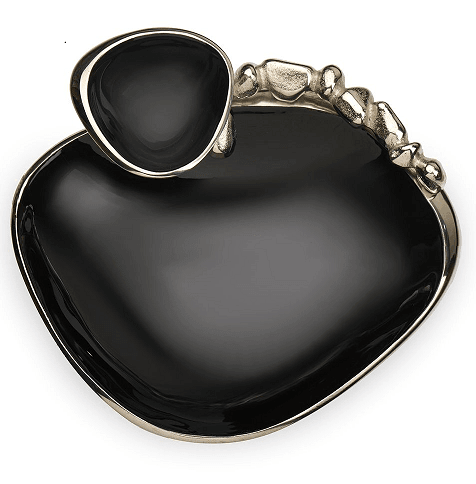 Stones Serving ware Jet Black enamle - Chip & Dip Platter - Ouch Cart