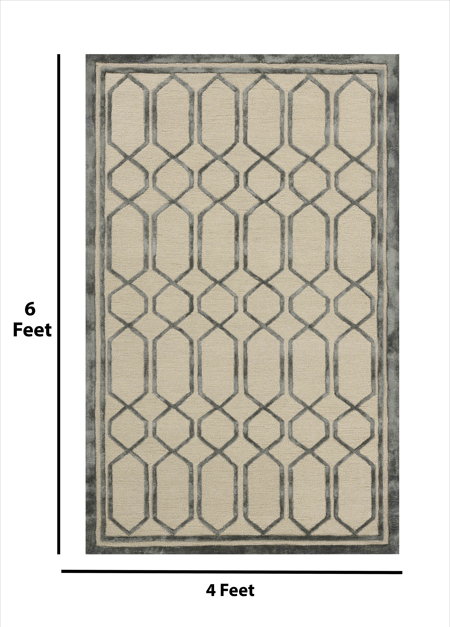 Saraswati Global Rug, Wool Area Rug, Vibrant And Luxurius Rug, 4x6 Feet, Anti Slip & Anti Skid Baking Carpet, Modern Rug, Ideal for Bedroom, Living Room, and Dining Room, Kids Room, Office Rug. Saraswati Global