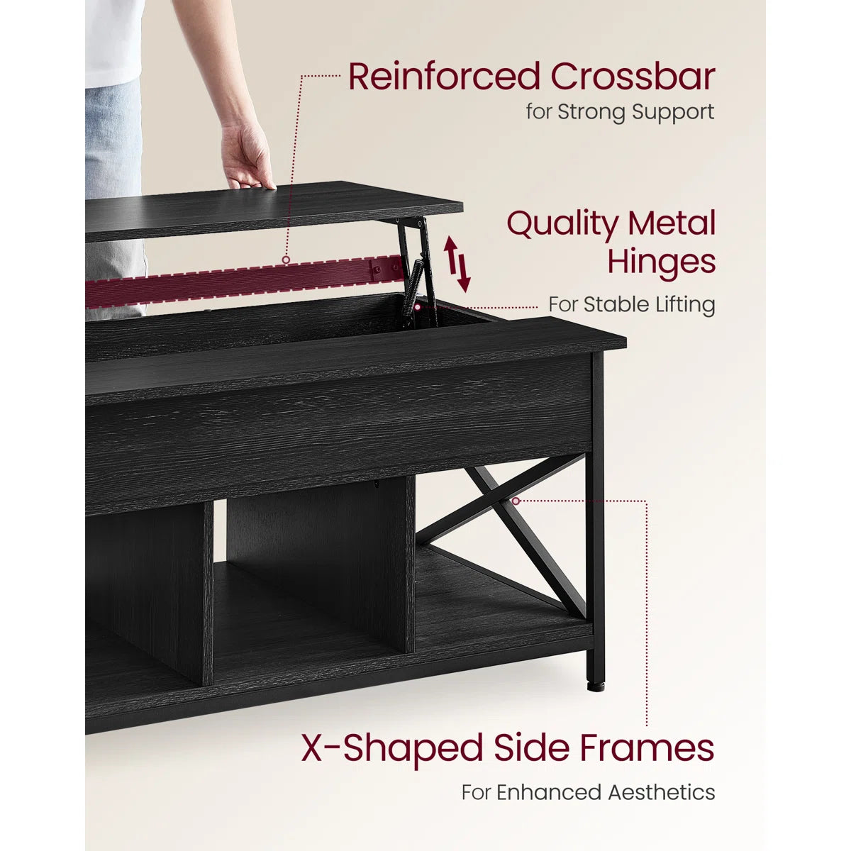 Carnagall Lift Top Coffee Table with Storage OUCH CART