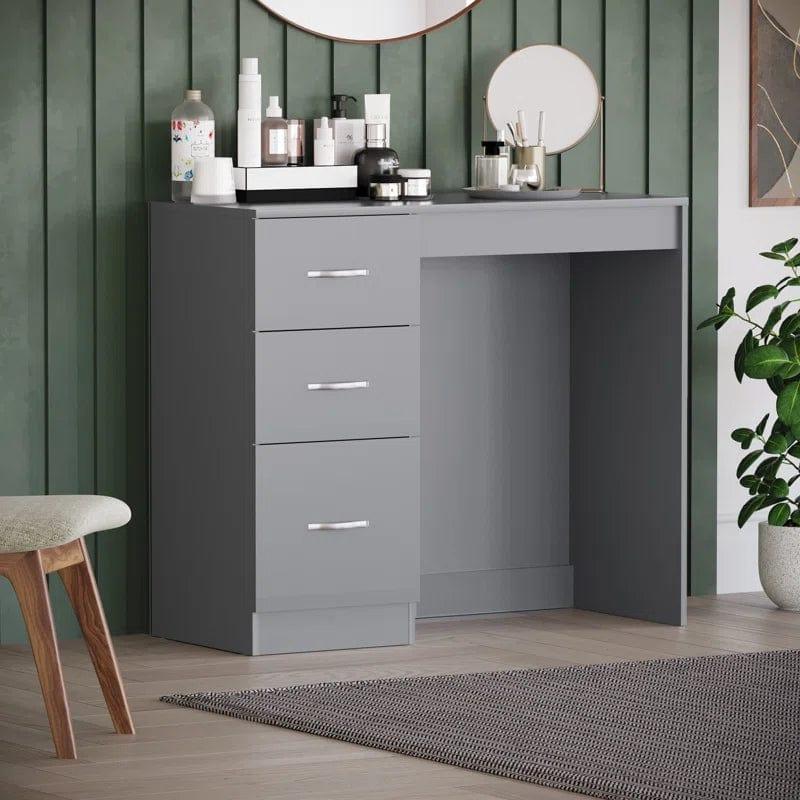 Vanity Desk, Wood Makeup Dressing Table ,Modern Bedroom Dressing Table with 3 Large Drawers for Kids Women Girls,(Grey) - Ouch Cart