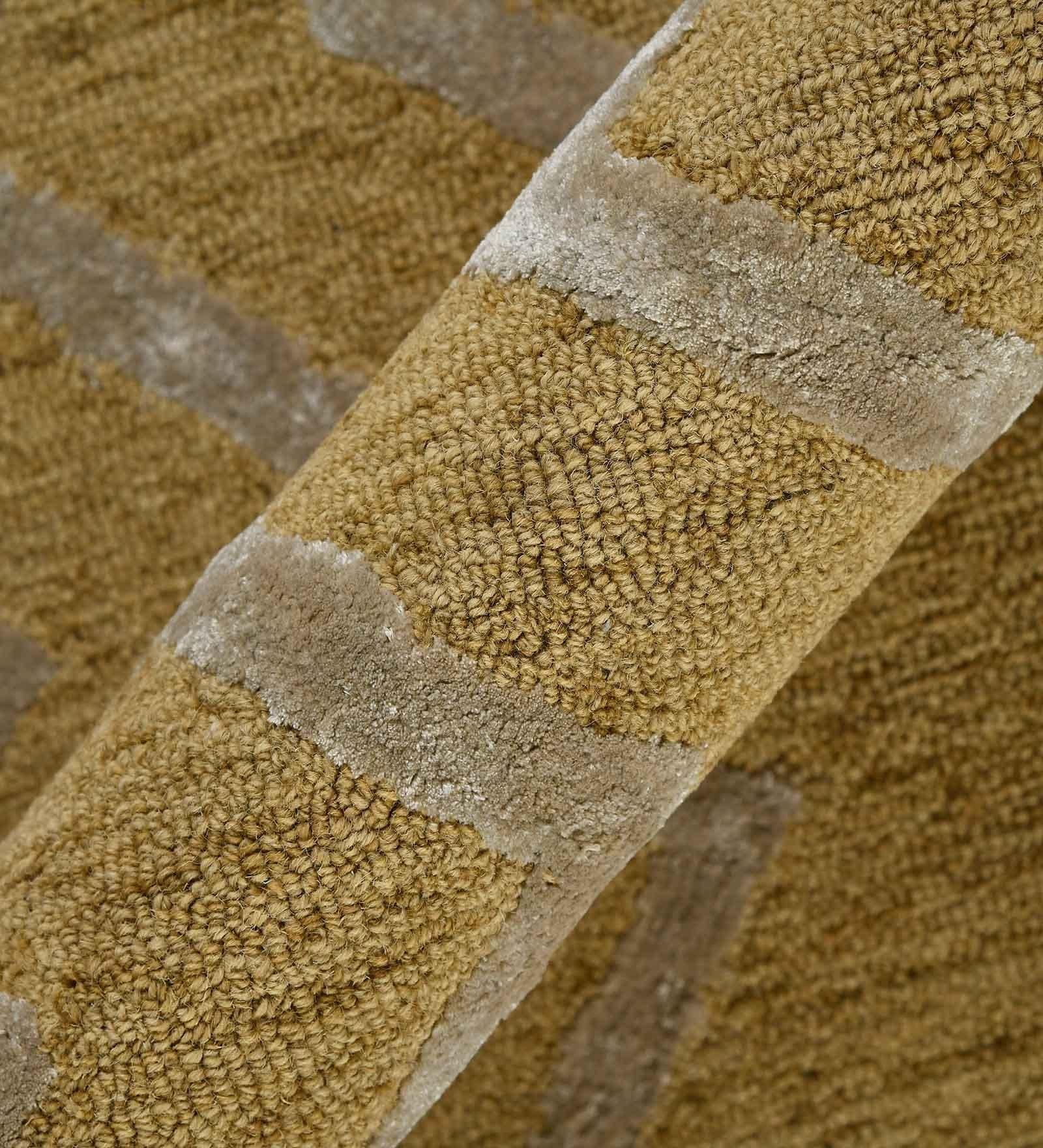 GOLD Wool & Viscose Canyan 4x6 Feet Hand-Tufted Carpet - Rug - Ouch Cart