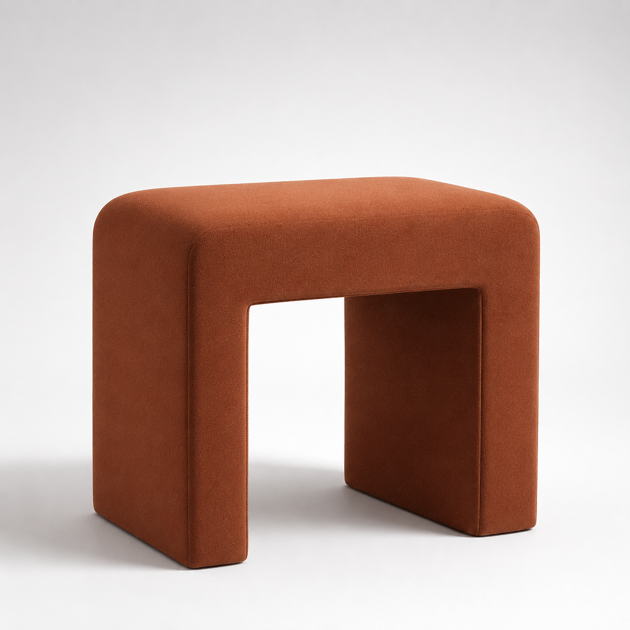 Modern Boucle Vanity Stool Chair with Solid Wooden Legs | Soft Upholstered Ottoman Footstool for Makeup Vanity, Bedroom, Living Room, Entryway & Office (Taupe)