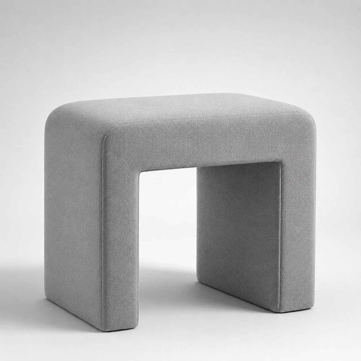 Modern Boucle Vanity Stool Chair with Solid Wooden Legs | Soft Upholstered Ottoman Footstool for Makeup Vanity, Bedroom, Living Room, Entryway & Office (Taupe)