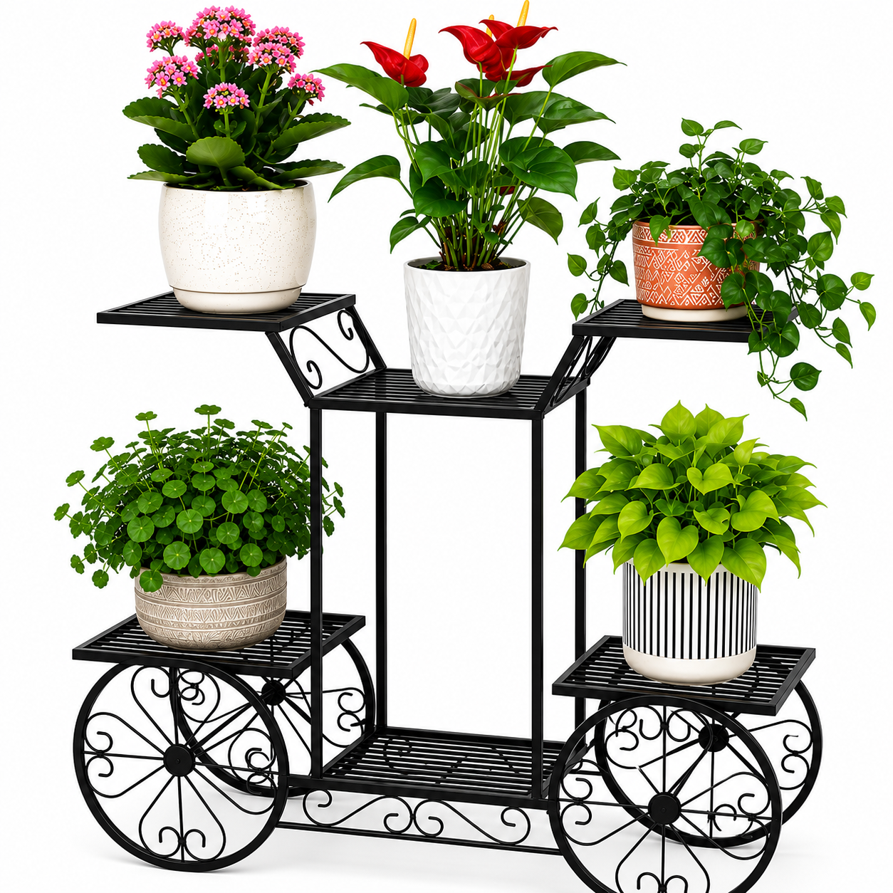 6-Tier Cart Planter Stand | Outdoor Flower Rack