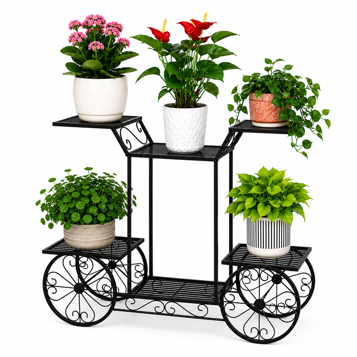 6-Tier Cart Planter Stand | Outdoor Flower Rack