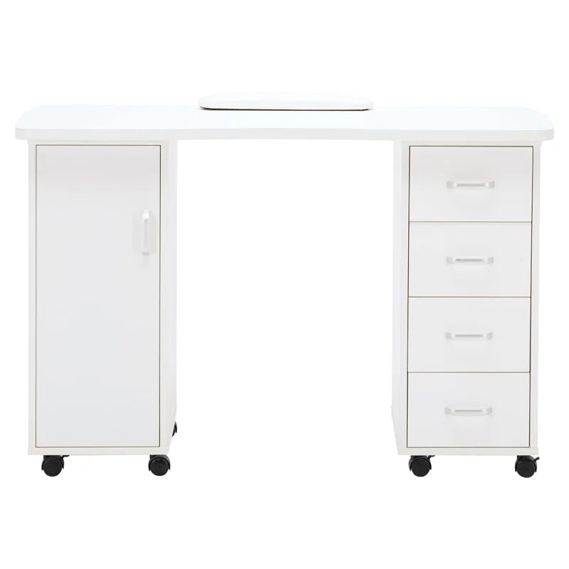 Nail Desk with Drawer Cabinet and Wheels, 47.2'' Vanity Makeup Desk Ouch Cart
