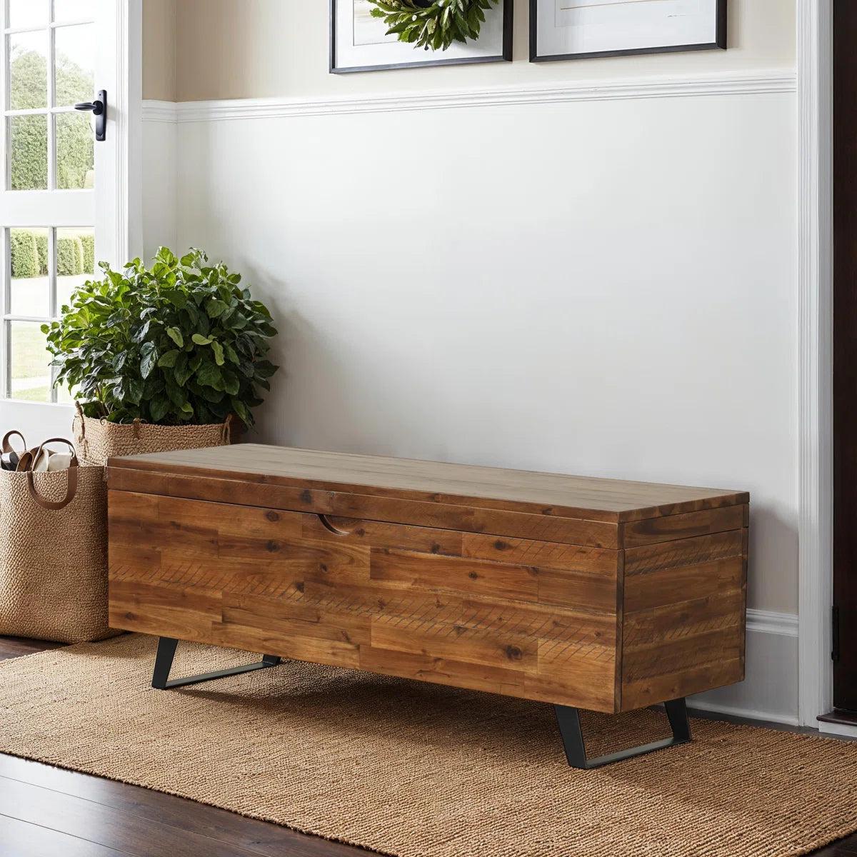Solid Wood Storage Bench