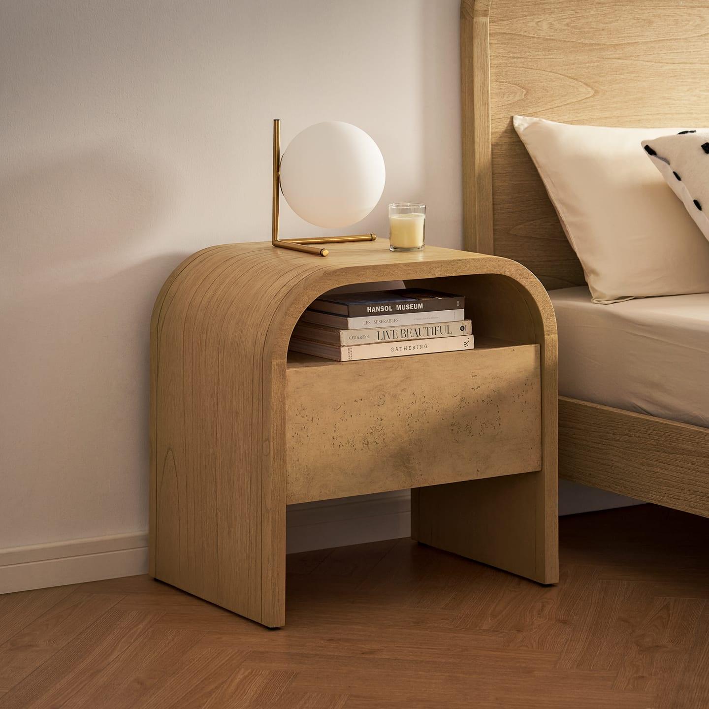 Engineered Wood Crescent 1-Drawer Nightstand - Ouch Cart