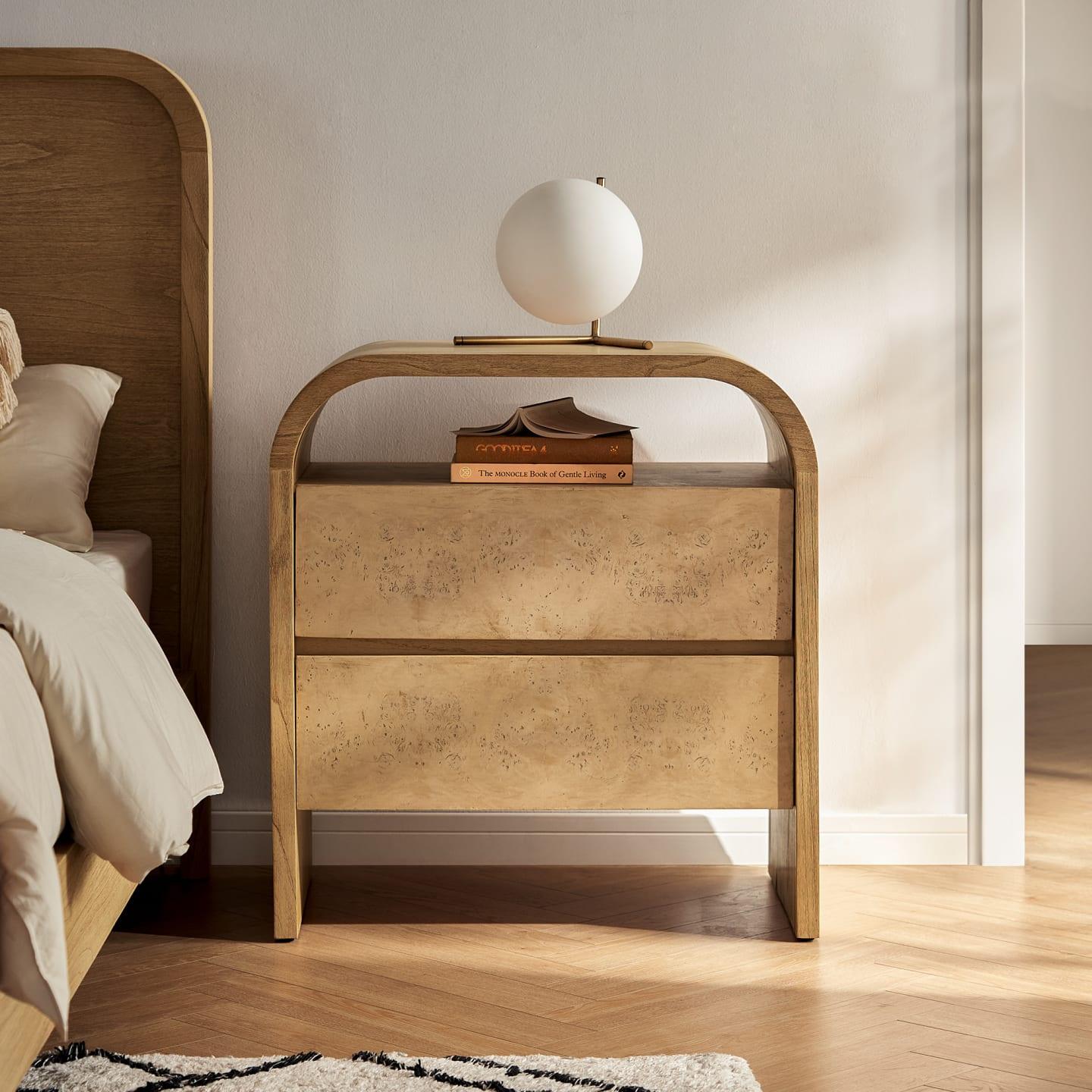 Crescent 2-Drawer Nightstand - Ouch Cart