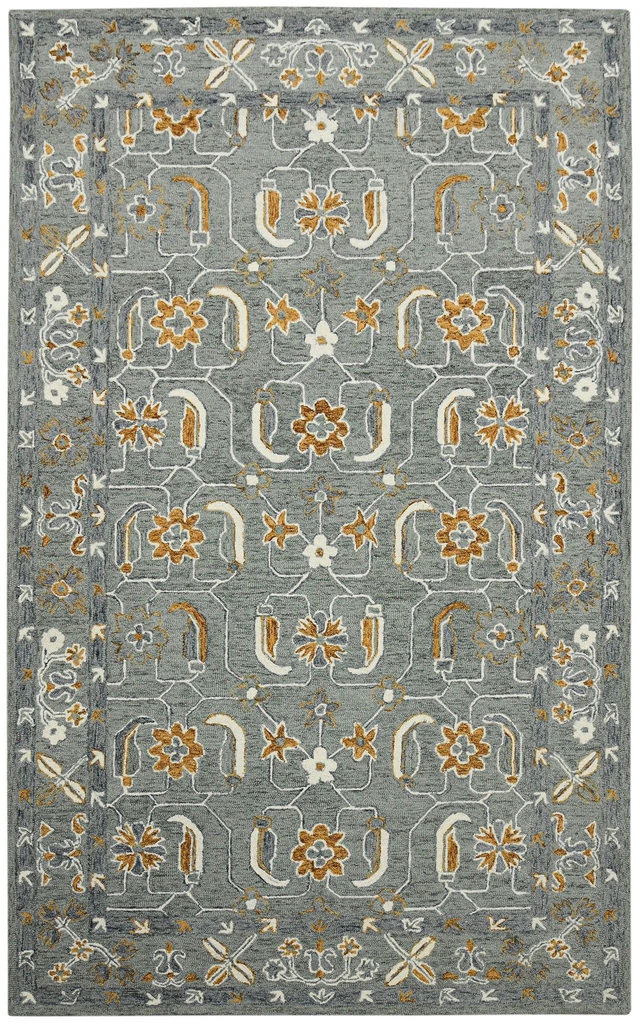 Orange Wool Romania 5x8 Feet Hand-Tufted Carpet - Rug - Ouch Cart