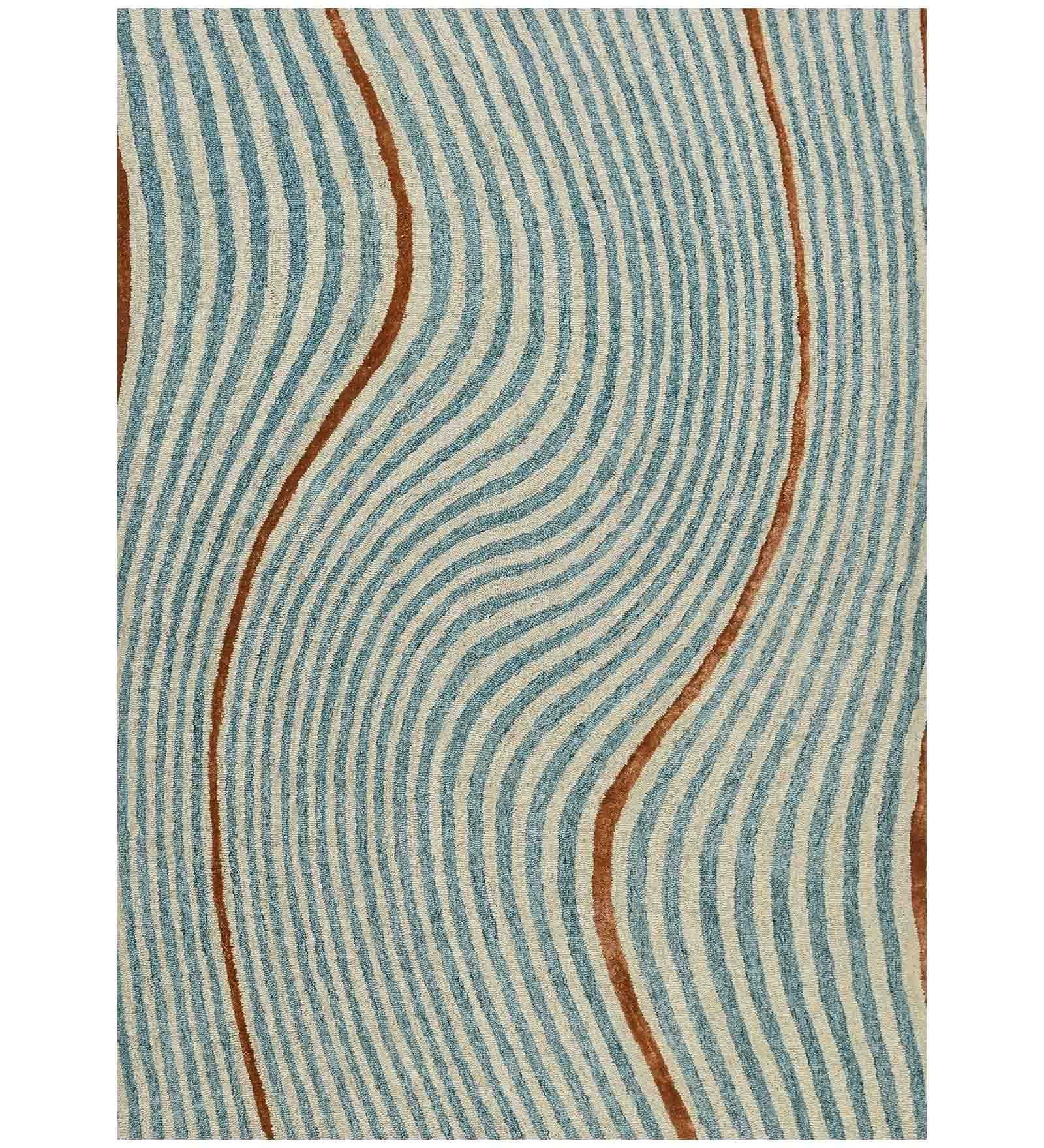IVORY Wool & Viscose Canyan 5x8 Feet Hand-Tufted Carpet - Rug - Ouch Cart
