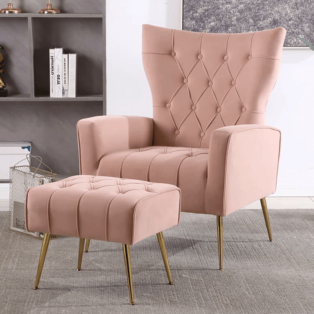 DANNEY ACCENT CHAIR WITH OTTOMAN - Ouch Cart