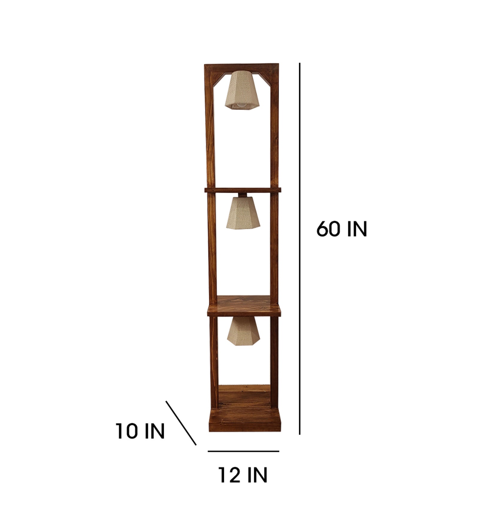 Daffodil Wooden Floor Lamp with Brown Base and Jute Fabric Lampshade (BULB NOT INCLUDED)