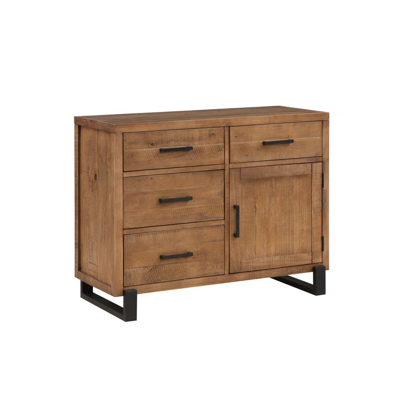 Ava Beckles 100cm Wide 4 Drawer Pine Solid Wood Sideboard Ouch Cart