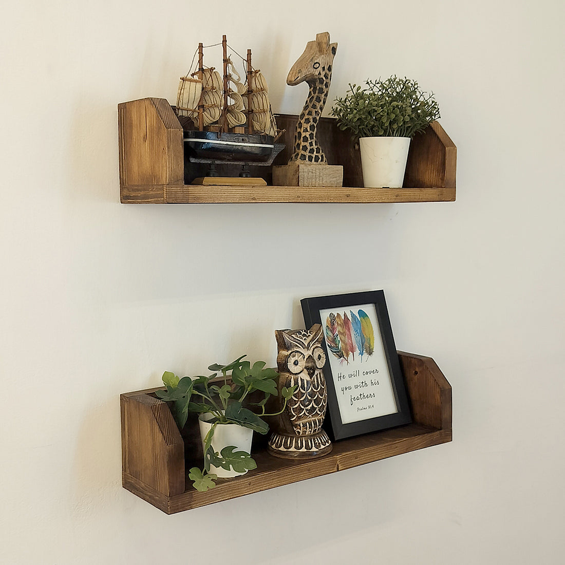 Diego set of 2 Wooden Wall Shelf Organiser
