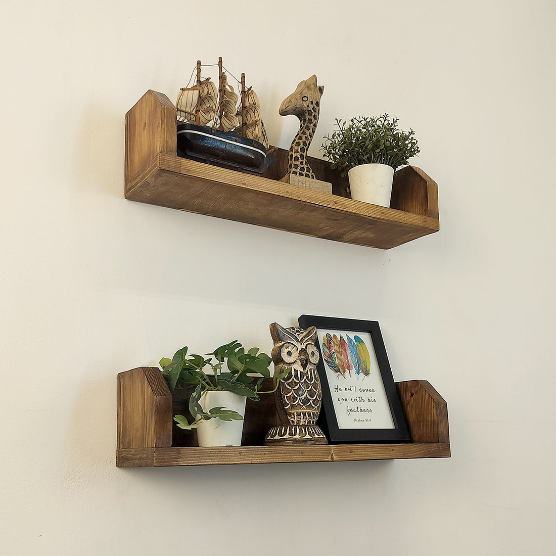 Diego set of 2 Wooden Wall Shelf Organiser
