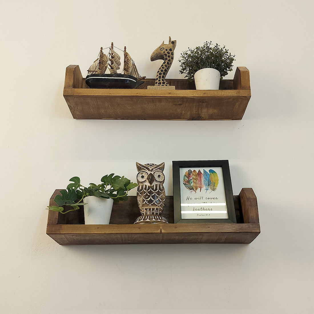 Diego set of 2 Wooden Wall Shelf Organiser