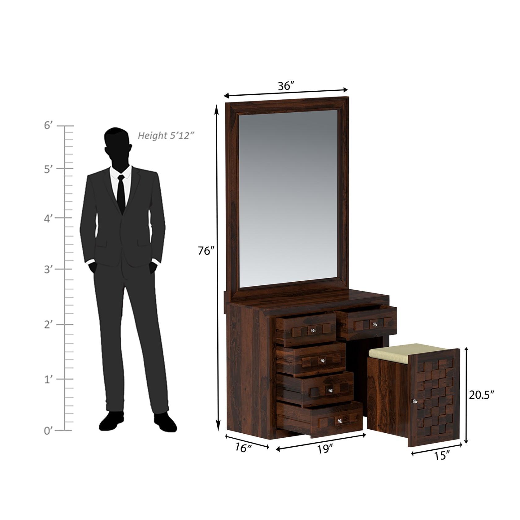 Eleca Sheesham Wood Dressing Table in Walnut color - Ouch Cart