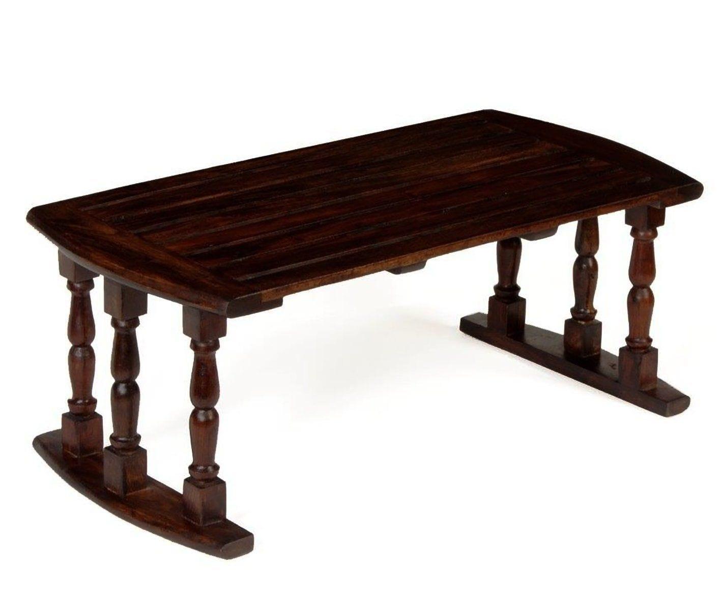 Sheesham Wood Breakfast Table | Laptop Table - Walnut Finish - Ouch Cart