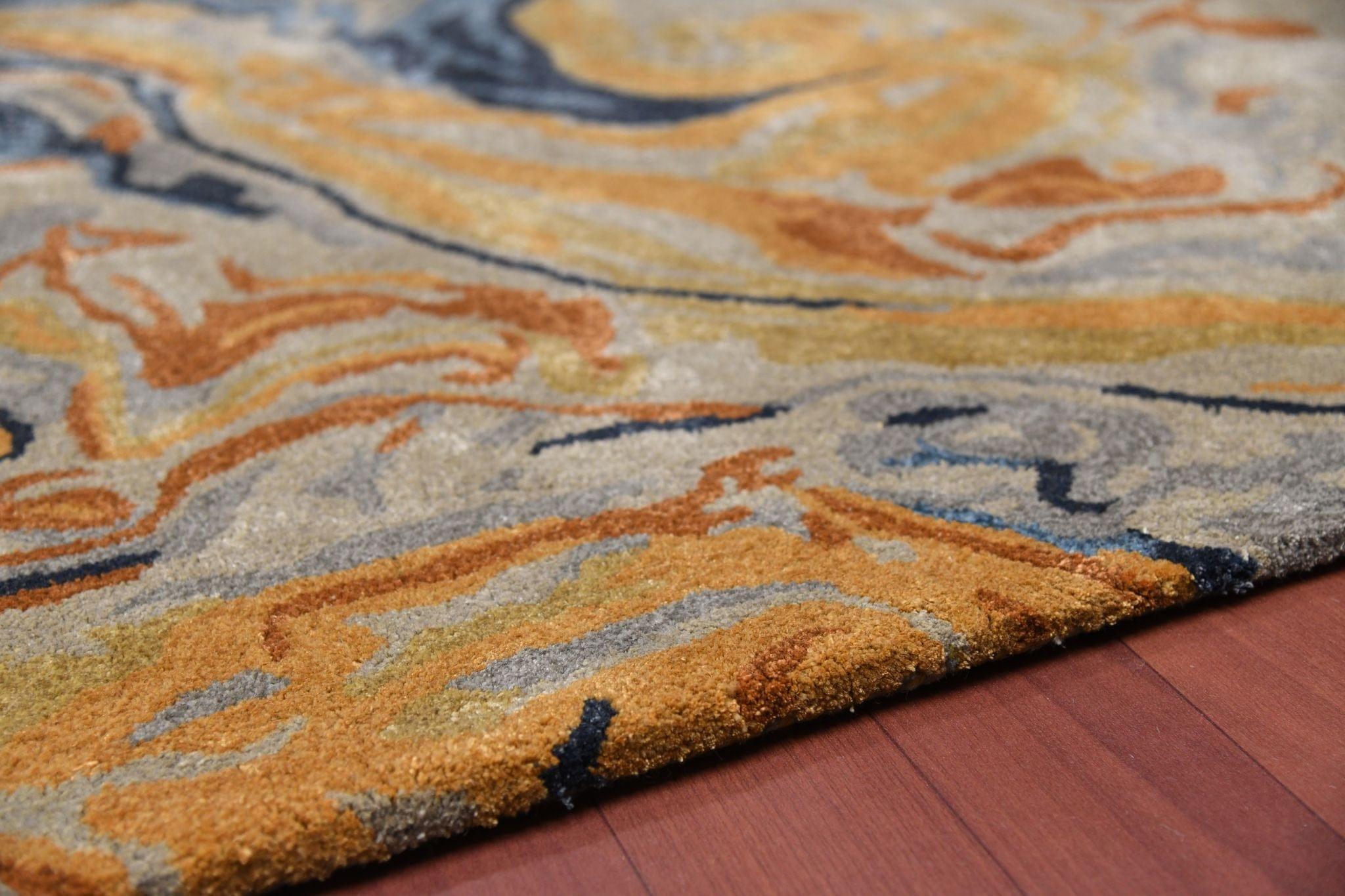 Orange Wool & Viscose Dream Scape 4x6 Feet Hand-Tufted Carpet - Rug - Ouch Cart