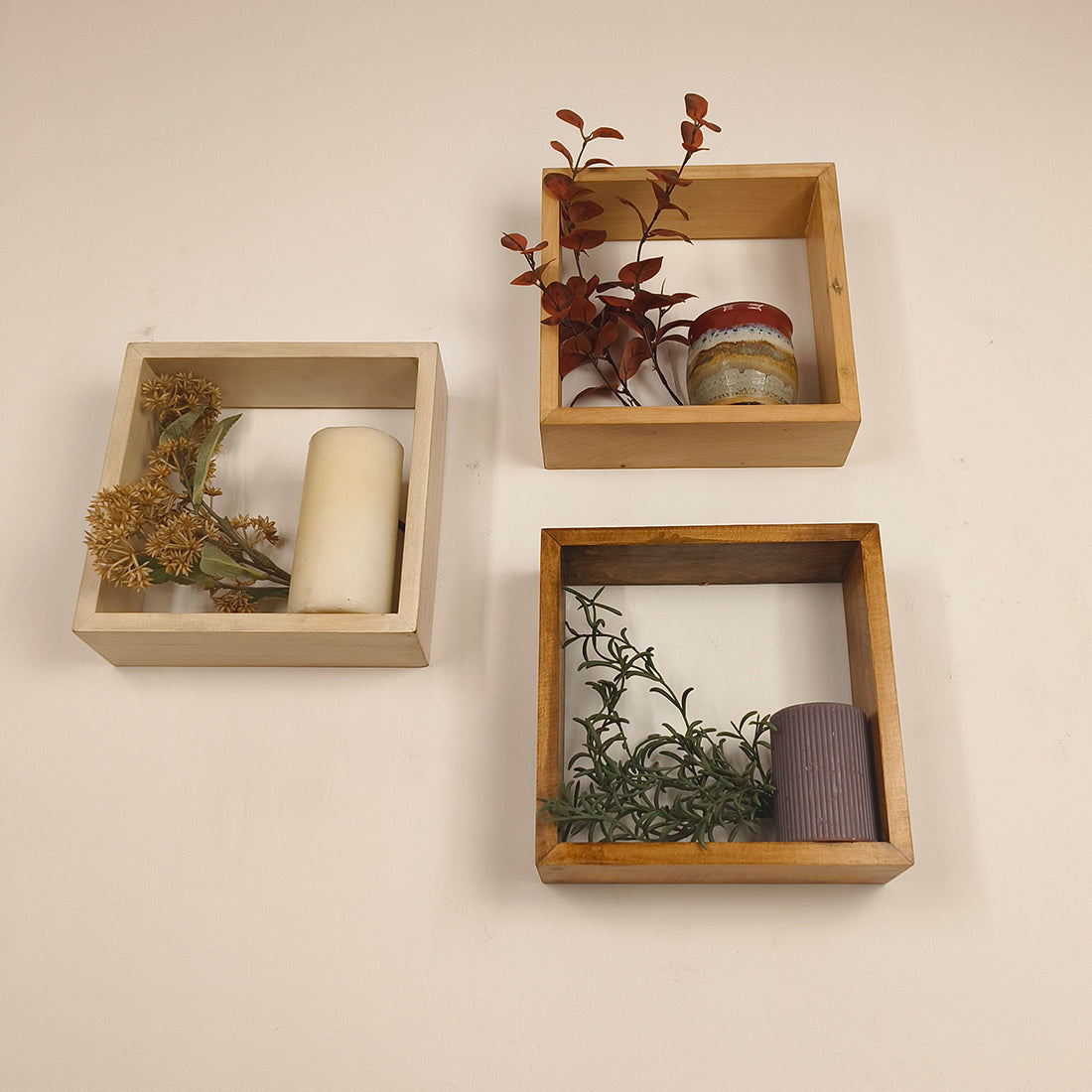 EDWARD III Rectangular Shaped Set of 3 Wooden Wall Shelves -OUCH CART | Wall decor